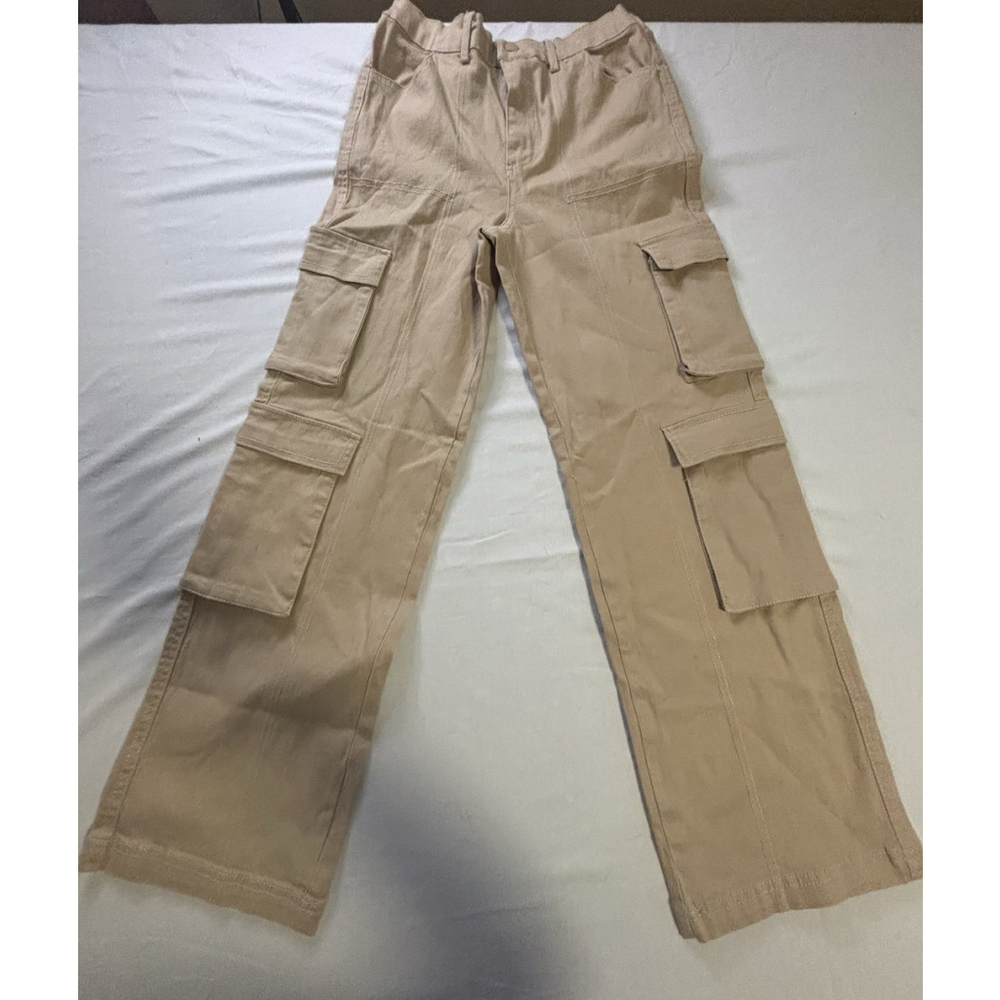 Lucky You Women’s Cargo Pants L (12) Tan Stretch Cotton Utility Pockets
